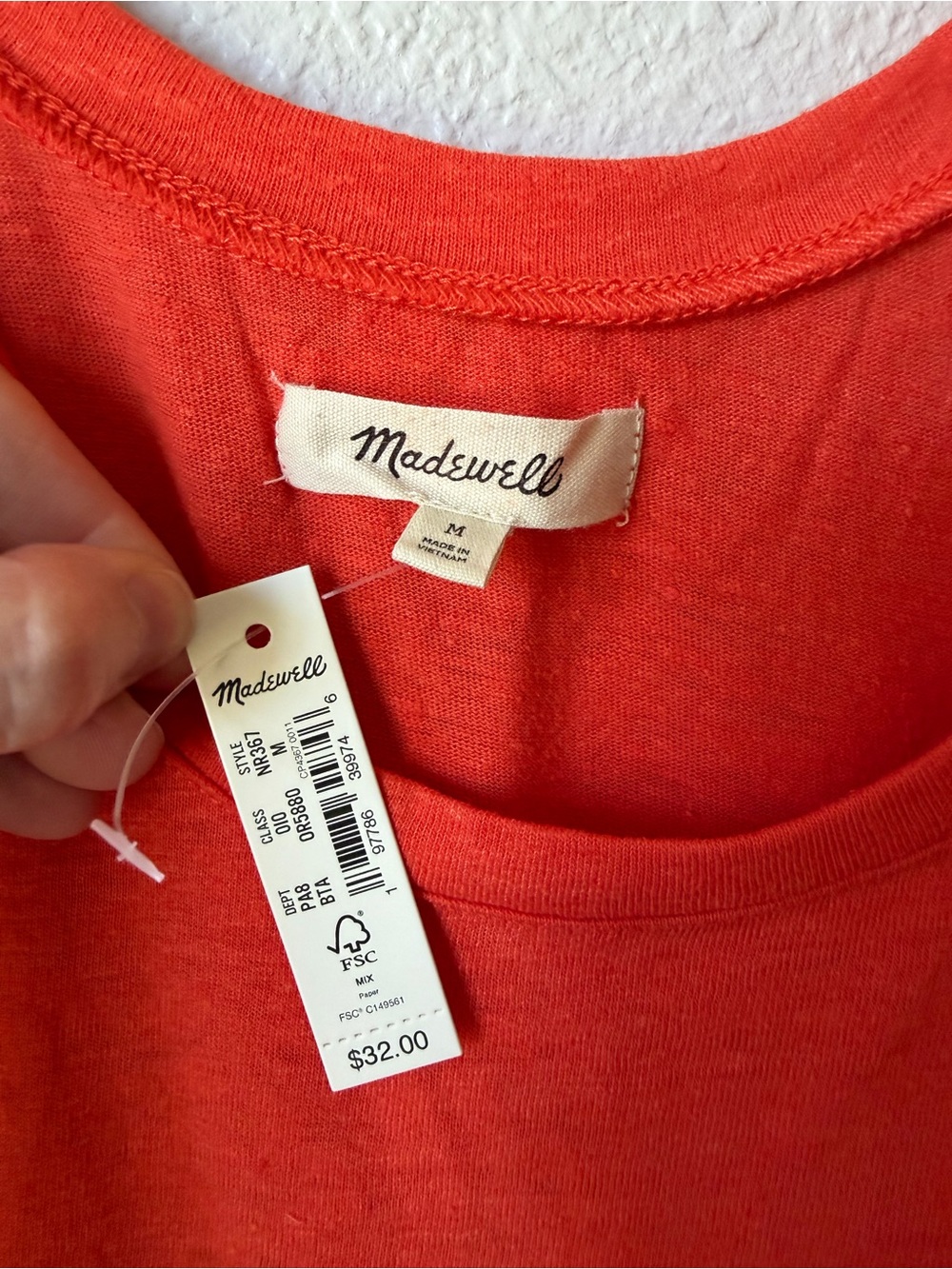 Madewell Linen Blend Scoop Neck Tank Top in Orange, NWT, Women’s Medium - Picture 4 of 7